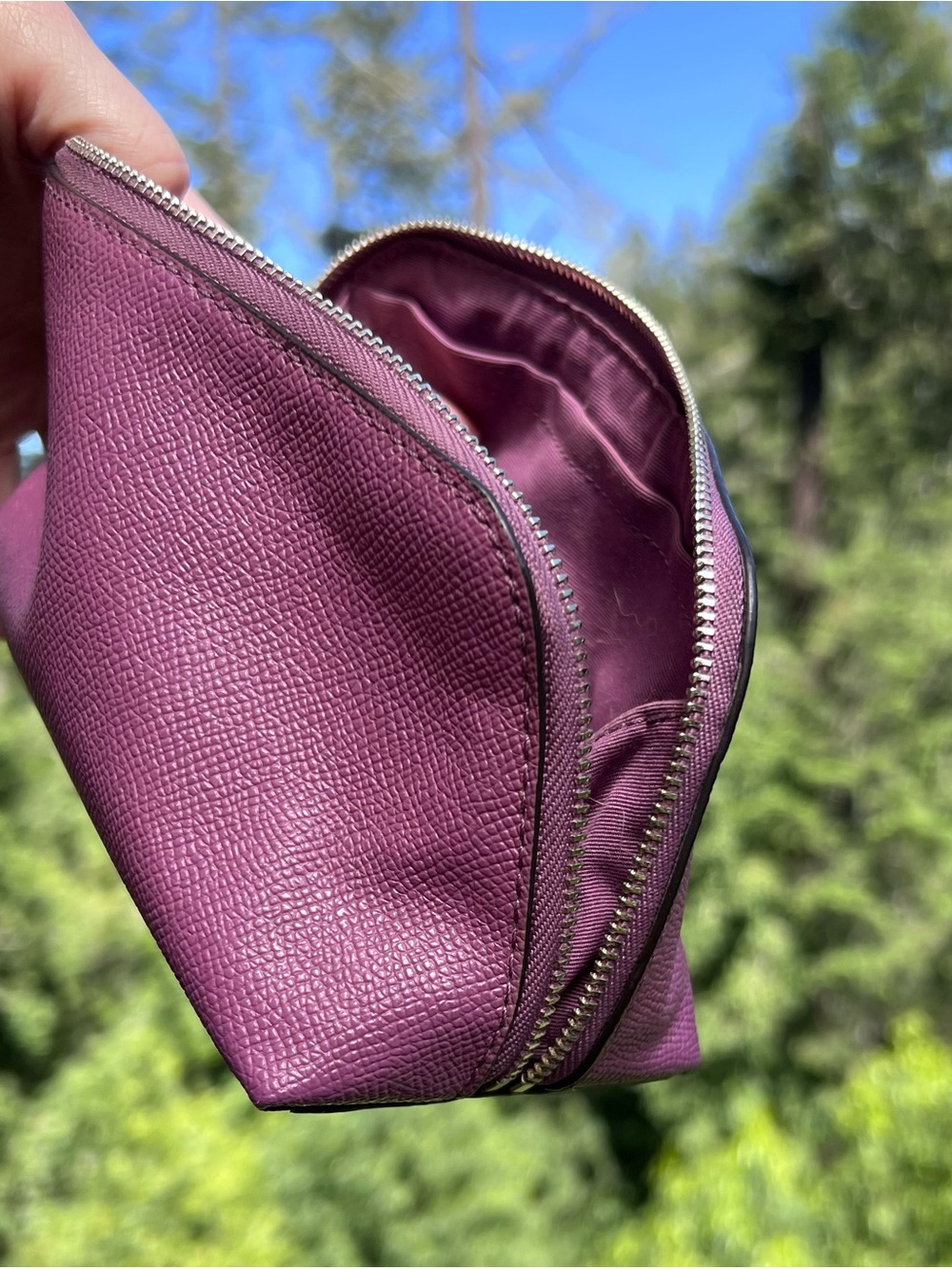COACH Makeup Bag Small Purple Cosmetic Pouch with Silver Hardware AUTHENTIC - Picture 4 of 11